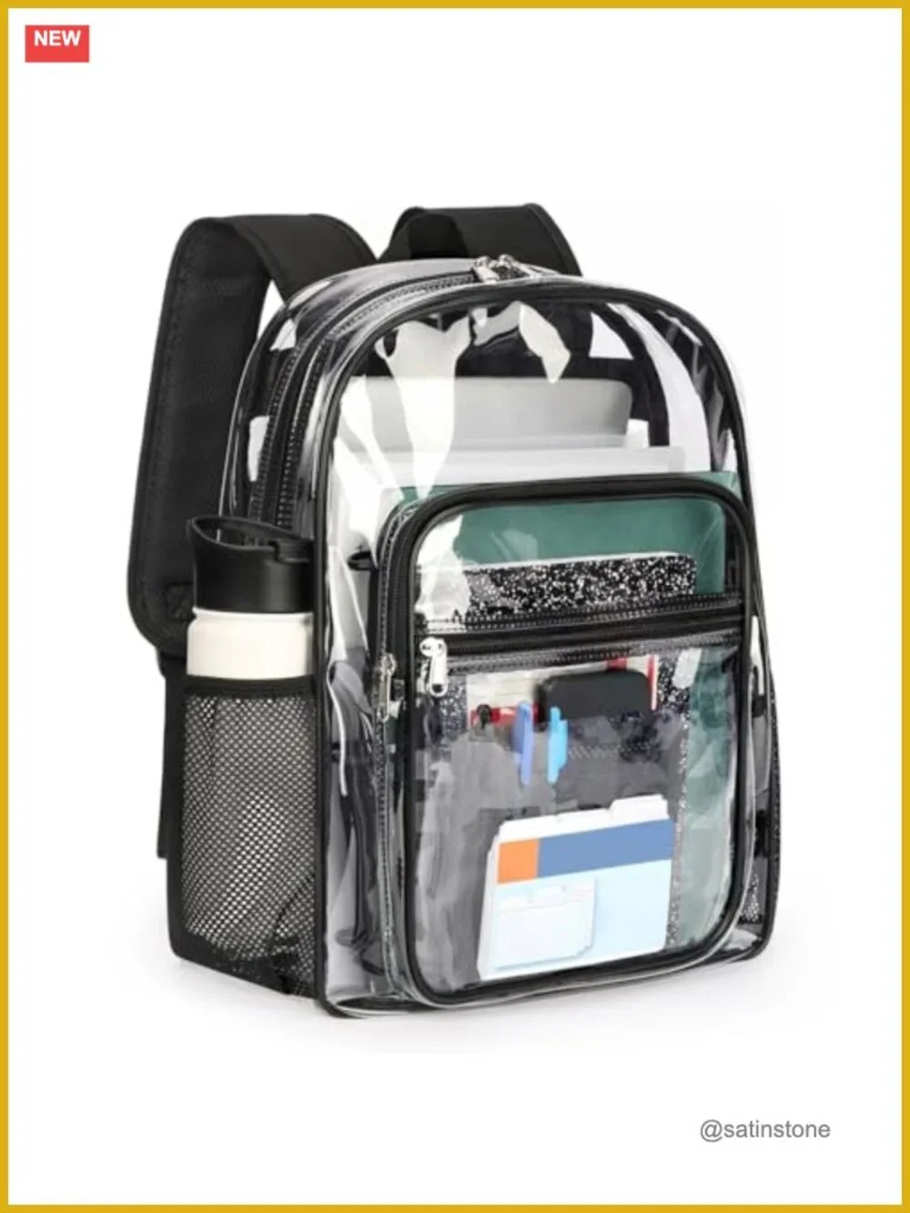 Clear Backpack Heavy Duty PVC 17in See Through Bookbag College